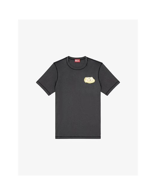 DIESEL Black T-Adjust-V7 Branded-Print Cotton-Jersey T-Shirt for men