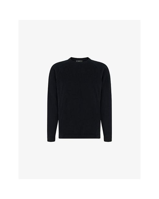 Boggi Black Crewneck Long-Sleeve Cotton And Silk-Blend Jumper for men