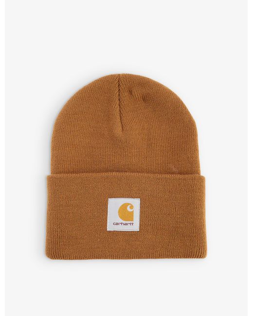 Carhartt WIP Watch Brand-patch Knitted Beanie in Brown for Men | Lyst