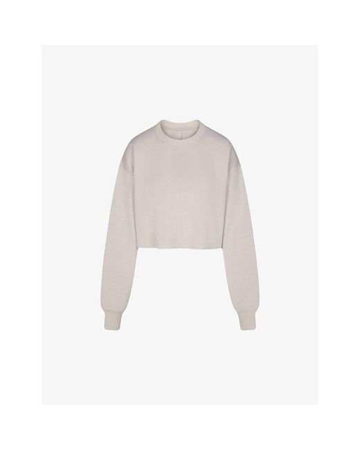 Skims White Loose-fit Cropped Cotton-blend Sweatshirt X