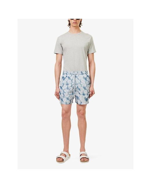Vilebrequin Blue Moopea Floral-print Recycled-polyester And Silk Swim Shorts for men