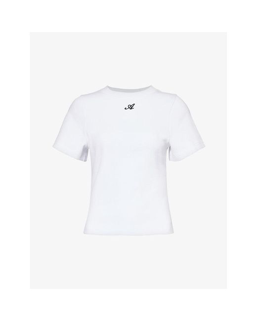 Axel Arigato White Script Logo-print Stretch-cotton T-shirt