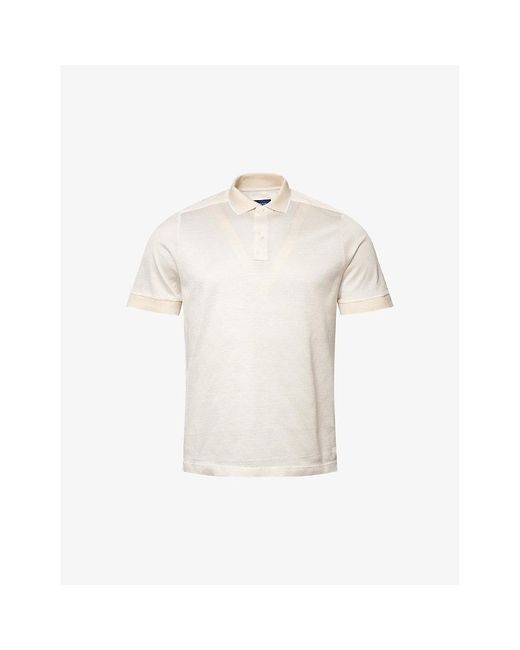 Eton of Sweden White Jacquard Knitted-texture Regular-fit Cotton Polo Shirt for men