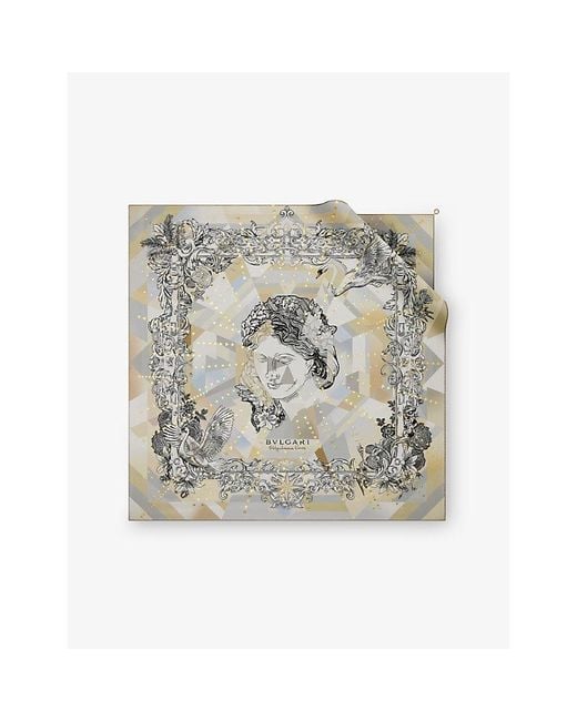 BVLGARI Natural Polychroma Printed Square Silk-Twill Scarf