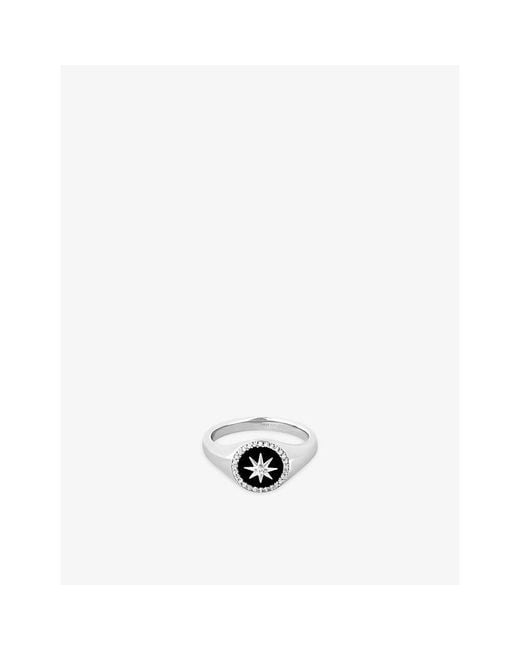 Astrid & Miyu White Star Sterling- Cubic Zirconia And Agate Signet Ring