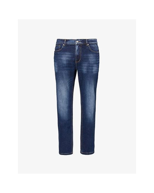 Arne Blue Faded-Wash Relaxed-Fit Stretch-Denim Jeans for men
