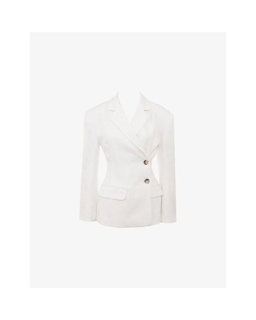 House Of Cb White Hudson Hourglass Stretch-Woven Blazer