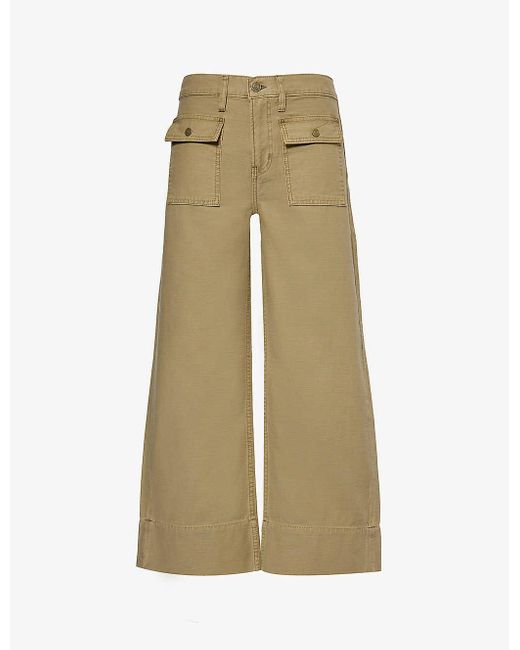 FRAME Natural The 70's Patch-pocket Cotton Trousers