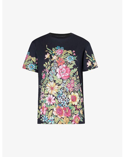 Etro Black Floral-pattern Short-sleeve Cotton-jersey T-shirt