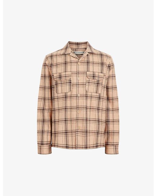 AllSaints Natural Wendel Relaxed-fit Checked Organic-cotton Shirt for men