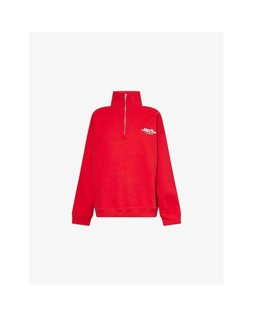 ADANOLA Red Oversized Brand-Print Cotton-Jersey Sweatshirt