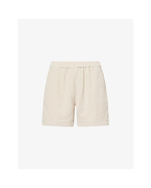 FRAME Natural Open Weave Drawstring Cotton-Blend Shorts for men
