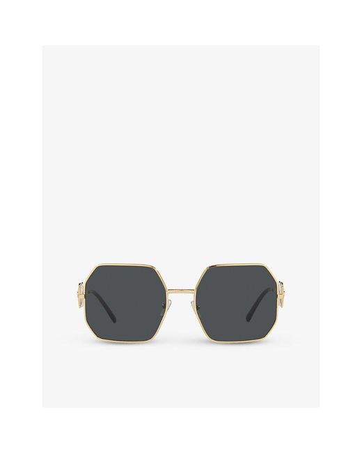 Versace Gray Ve2248 Geometric-frame Metal Sunglasses