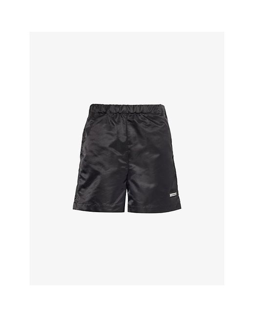 Sporty & Rich Black Good Health Branded-print Shell Shorts