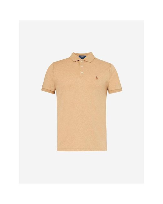 Polo Ralph Lauren Natural Brand-embroidered Slim-fit Cotton-jersey Polo Shirt Xx for men
