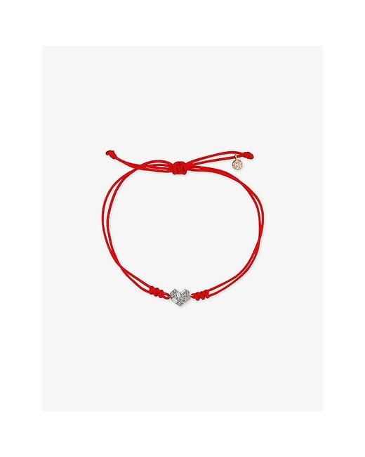 Kismet by Milka Red Cherish 0.04Ct Baguette-Diamond And 0.07Ct Diamond Cord Bracelet