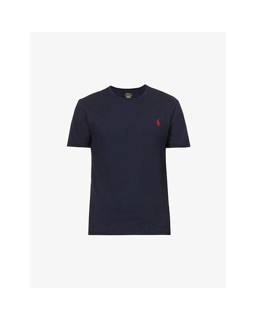 Polo Ralph Lauren Blue Short-Sleeved Crewneck Cotton-Jersey T-Shirt for men