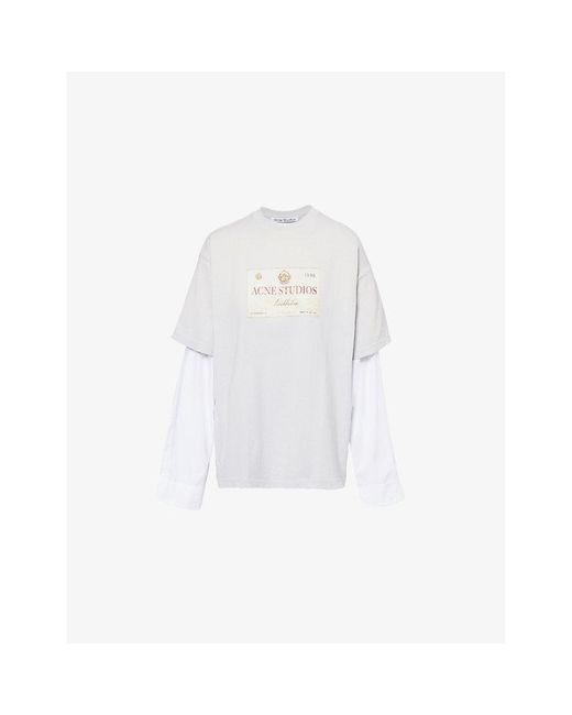 Acne White Edra Double-Layer Long-Sleeve Cotton-Jersey T-Shirt
