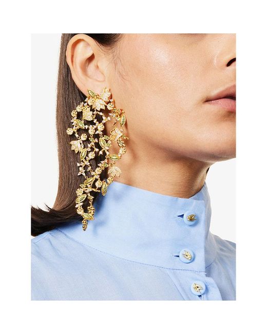 Zimmermann Metallic Bloom Crystal-embellished 12ct Yellow Gold Plated-brass Earrings