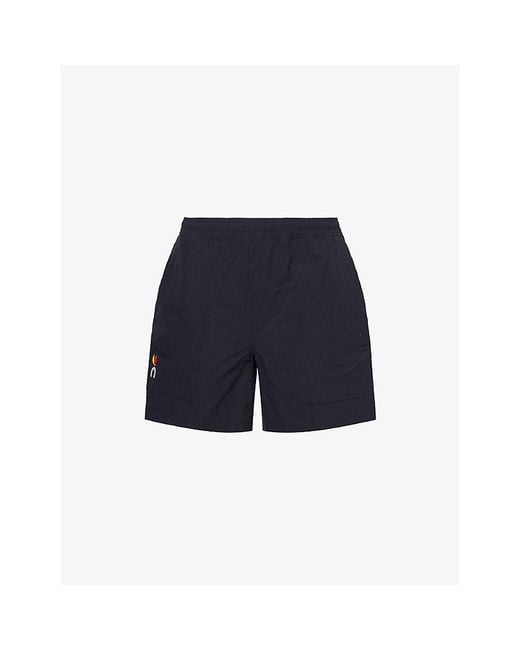 On Shoes Blue Logo-Print Slip-Pocket Stretch-Woven Shorts for men