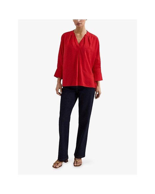 Phase Eight Red Cynthia Batwing-Sleeve Woven Blouse