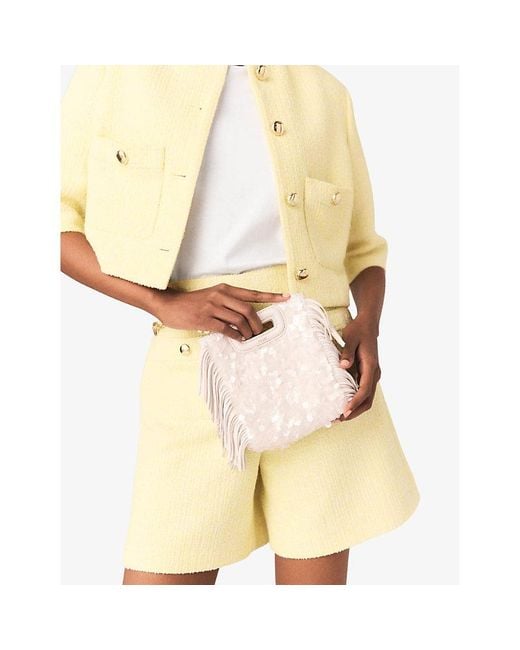Maje White M Sequinned Mini Bag
