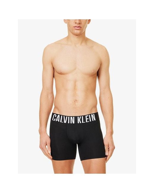 Calvin Klein Gray Branded-Waistband Pack Of Three Stretch-Woven Boxer Briefs for men