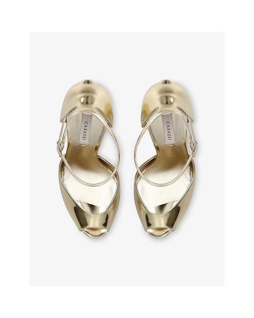 Casadei Metallic Flora Interstellar Faux-Leather Platform Sandals