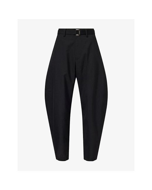 Sacai Black Suiting Barrel-Leg Wool-Blend Trousers for men