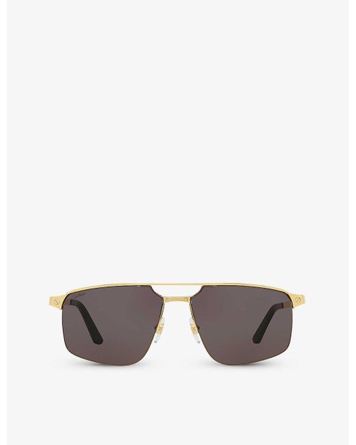 Cartier Gray 6l001639 Ct0385s Pilot-frame Metal Sunglasses