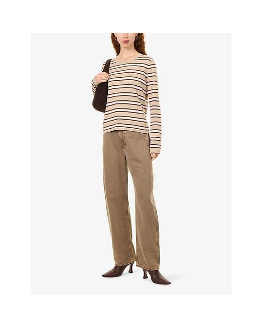 Rails White Davie Striped Cotton And Cashmere Top
