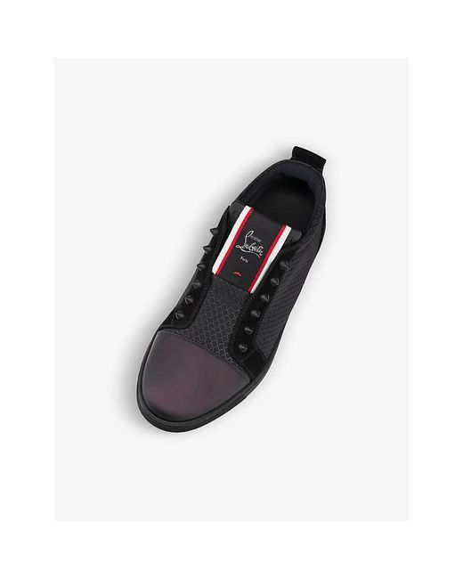 Christian Louboutin Black F.a.v Fique A Vontade Leather And Woven Low-top Trainers for men