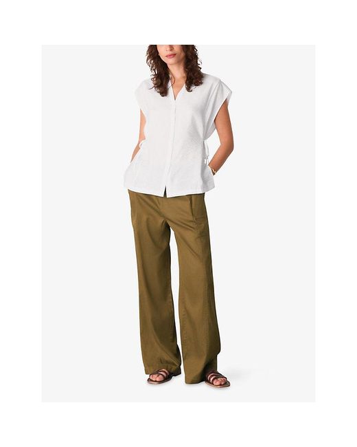 Whistles White Side-Tie Button-Down Woven Shirt