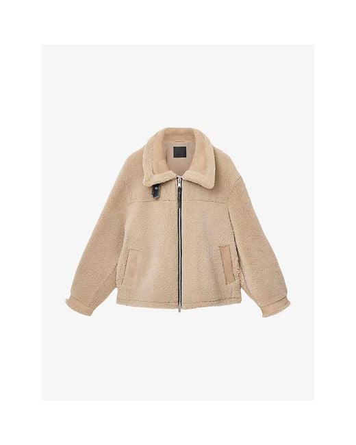 AllSaints Natural Vernon Regular-Fit Zip-Up Shearling Jacket for men
