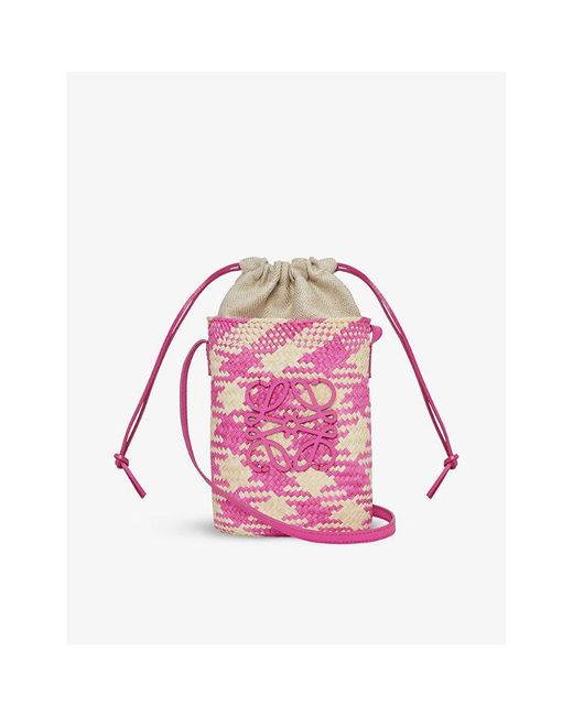 Loewe Pink Anagram-embellished Woven Pouch