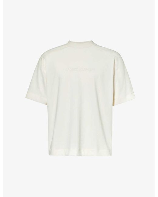 Emporio Armani White Brand-embossed Relaxed-fit Cotton-jersey T-shirt X for men