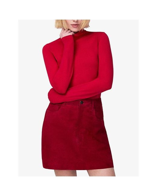 Ro&zo Red A-Line Suede Mini Skirt
