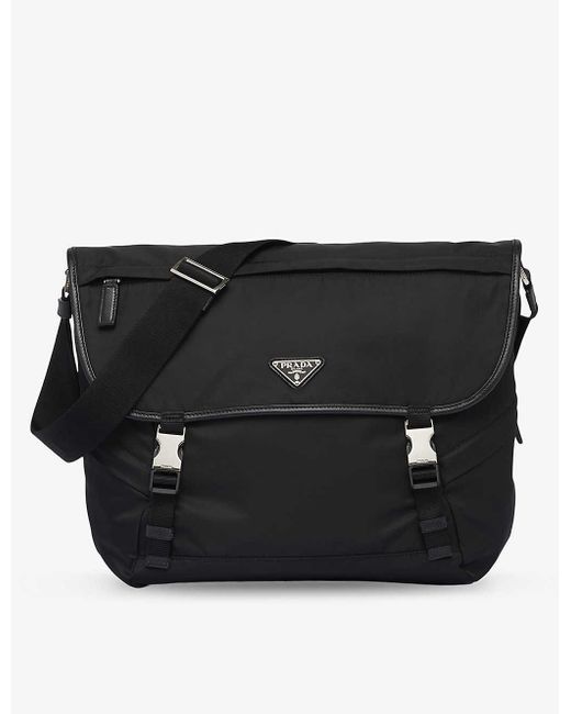 Prada Black Re-nylon Buckled Recycled-nylon And Leather Cross-body Bag for men