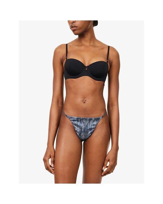 Calvin Klein Blue Signature String Satin Thong