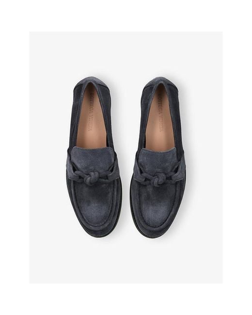 Bottega Veneta Blue Astaire Knot Suede Loafers for men