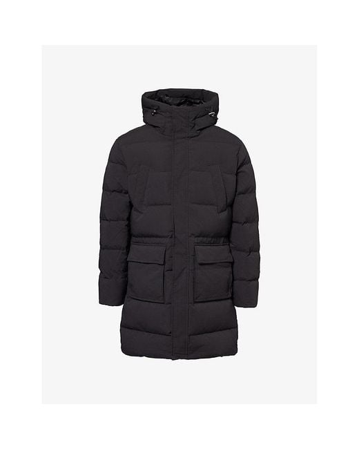 Arne Blue Hooded Mid-Length Puffer Parka for men