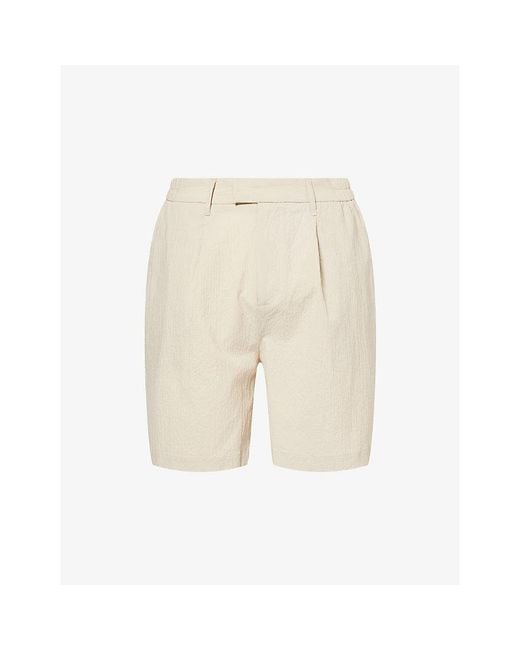 The Couture Club Natural Tailored Pleated Cotton Shorts for men