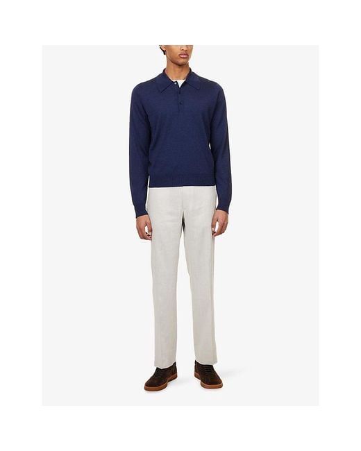 John Smedley Blue X Bill Nighy Cashmere And Silk-Blend Polo T-Shirt for men