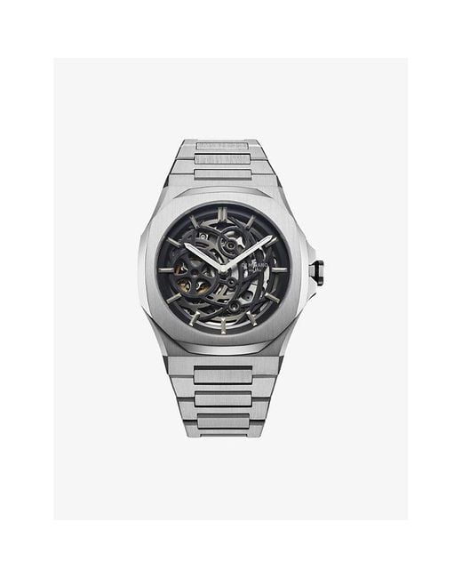 D1 Milano Metallic Skeleton Bracelet 41.5Mm Stainless Steel Mechanical Watch