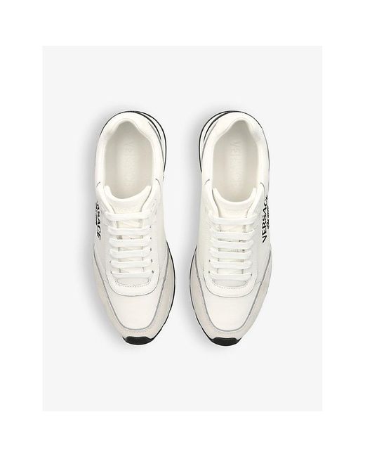 Versace White Logo-embellished Leather Low-top Trainers for men
