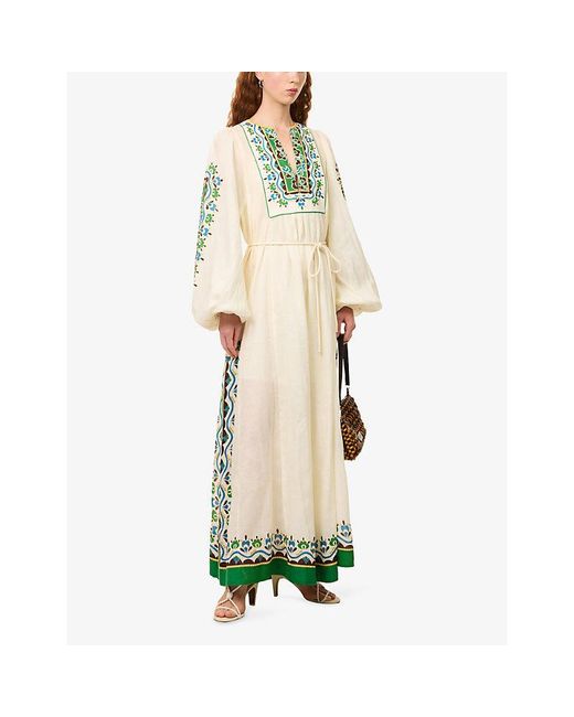 ALÉMAIS Green Bridgette Printed Cotton Tunic Dress