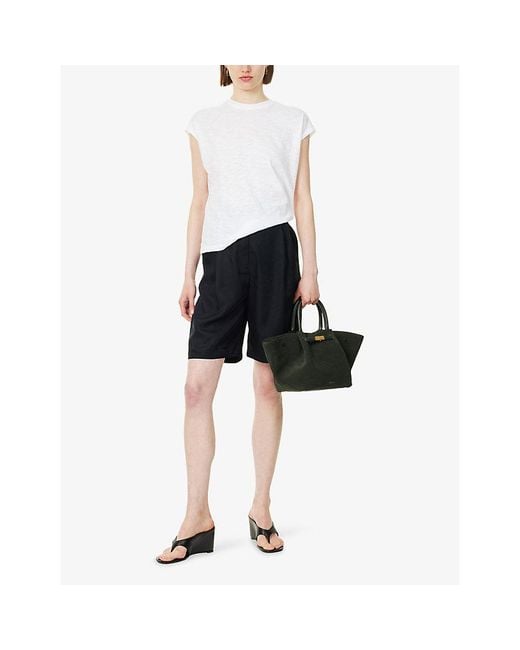 Theory White Bind Boxy-Fit Cotton Top