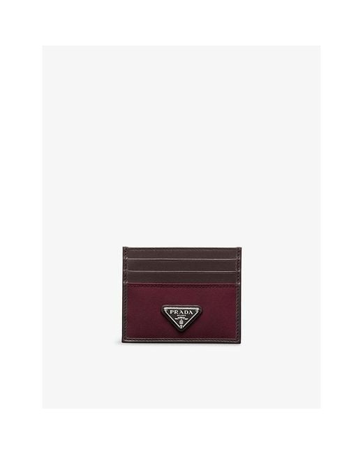Prada Purple Re Nylon And Leather Card Holder for men