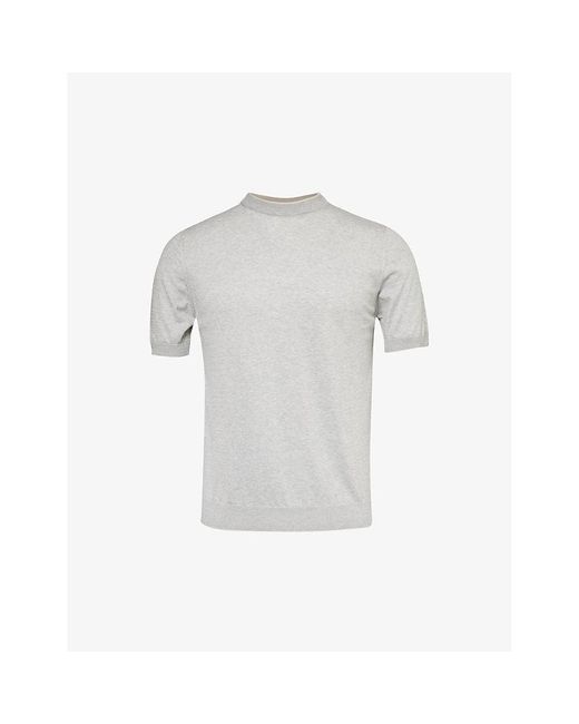 Eleventy Gray Short-sleeved Crew-neck Cotton-knit Top for men