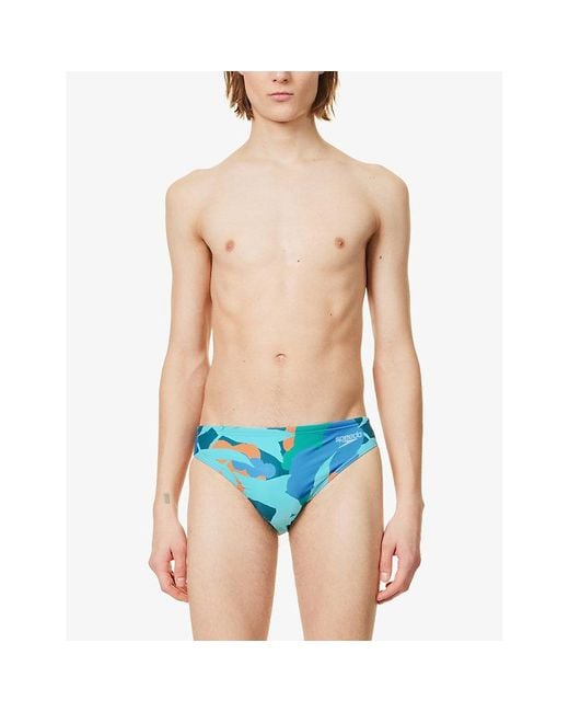 Speedo Blue 5cm Patterned Swim Briefs for men